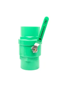 Válvula PVC esférica mango metálico